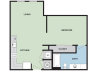 Floor plan for studio, 1 bath, 704 sqft